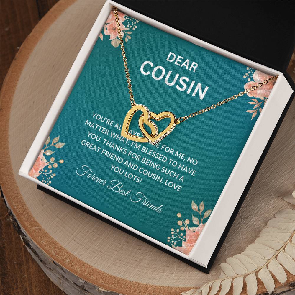 Cousin Necklace | To My Cousin My Forever Best Friend - Interlocking Hearts Necklace | Cousin Friendship Necklace