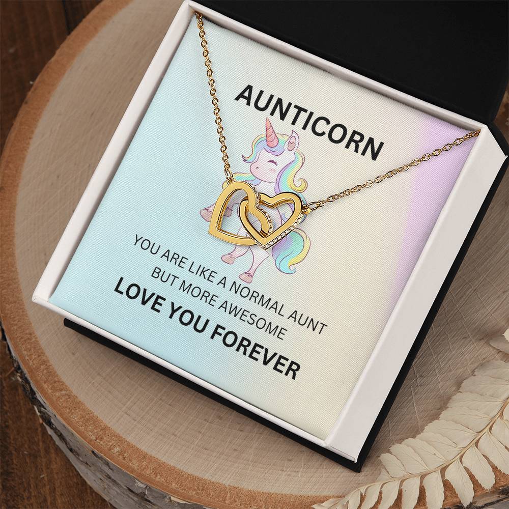To My Aunticorn – Unique Hearts Necklace | Fun Message Card for Aunt for Expressing Love and Gratitude - SOUVMOUR
