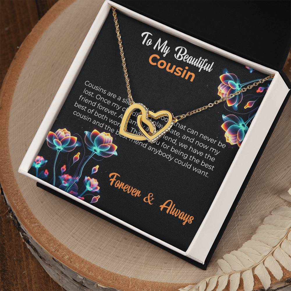 Cousin Necklace | To My Beautiful Cousin - Interlocking Hearts Necklace | Cousin Friendship Necklace