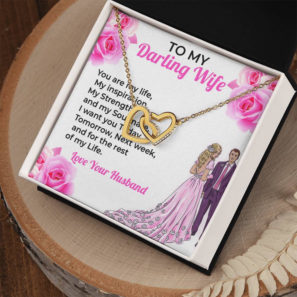 To My Darling Wife, My Life - Heart-Shaped Necklace Gift for Her
