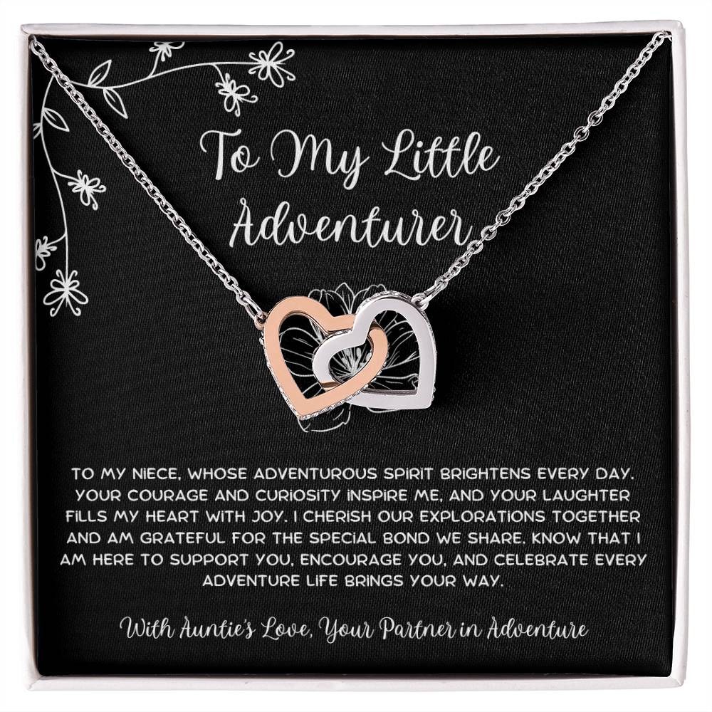 To My Little Adventurer - From Aunt to Niece Interlocking Hearts Necklace - SOUVMOUR
