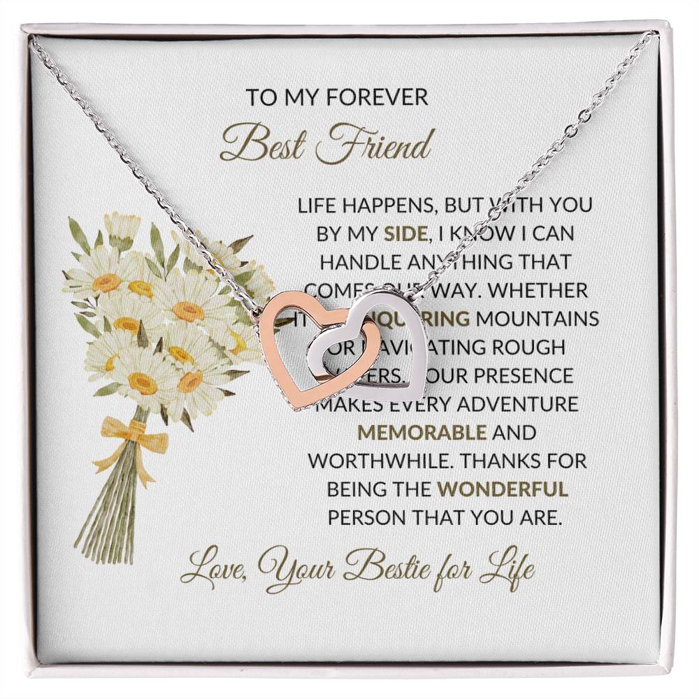 Friendship Necklace | To My Forever Best Friend - Interlocking Hearts Necklace | Gift for Best Friend