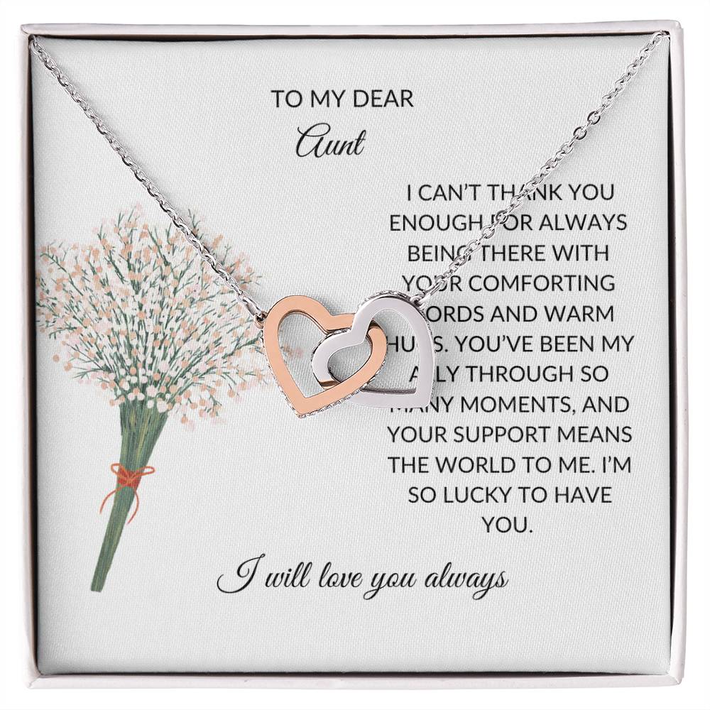 To My Special Aunt Necklace – Lovely Hearts Necklace | Thoughtful Message Card for Expressing Love and Gratitude in Yellow & White Gold - SOUVMOUR