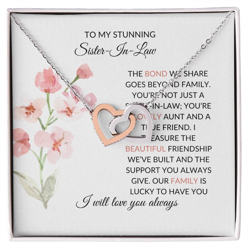 To My Stunning Sister-in-law Necklace | Interlocking Hearts Necklace | Sister-in-Law Gift