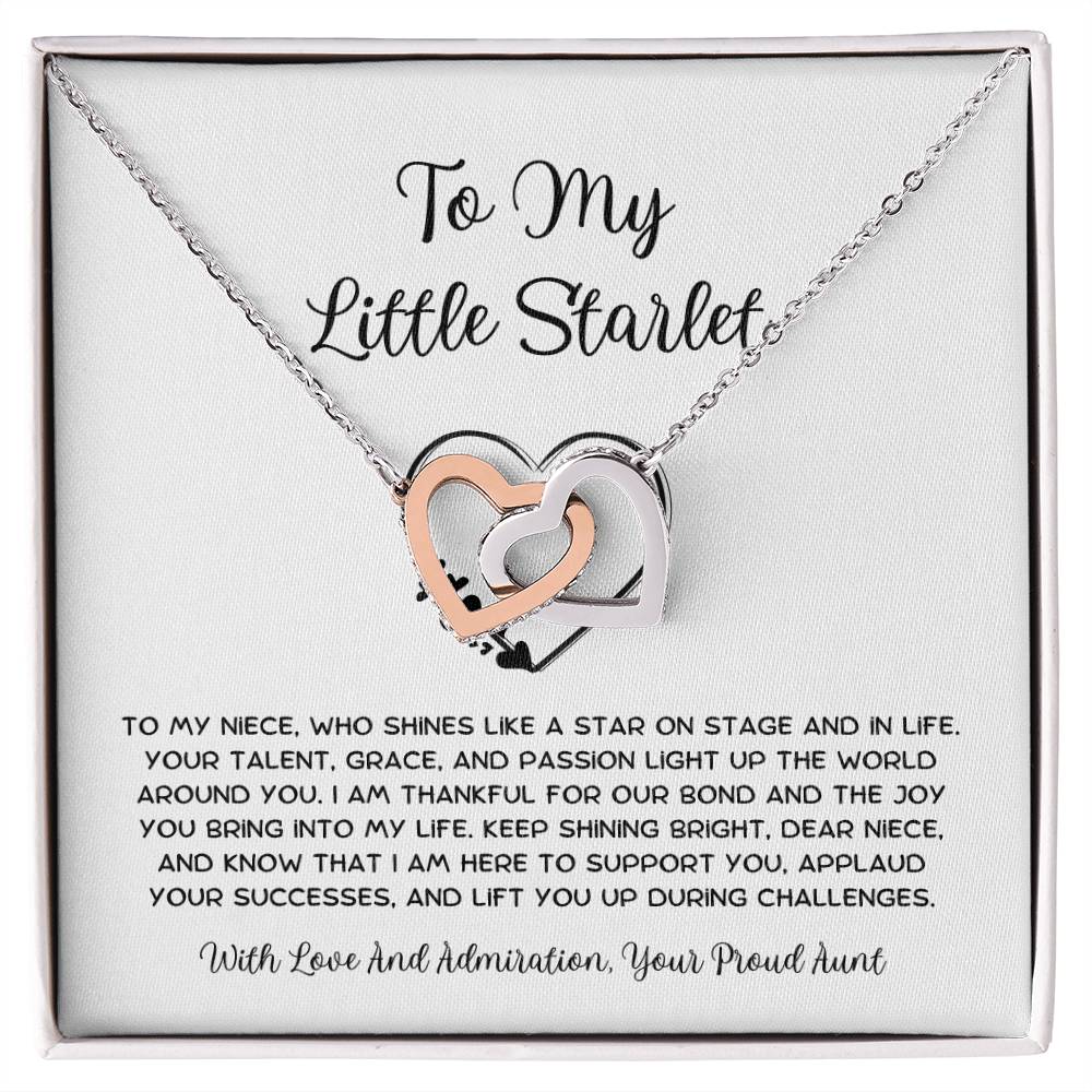 To My Little Starlet - From Aunt to Niece Interlocking Hearts Necklace - SOUVMOUR