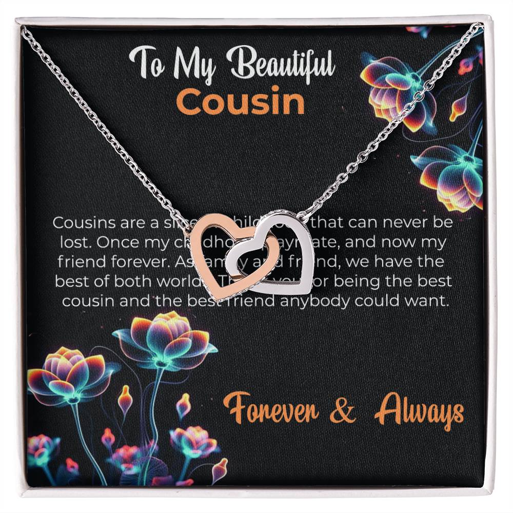 Cousin Necklace | To My Beautiful Cousin - Interlocking Hearts Necklace | Cousin Friendship Necklace