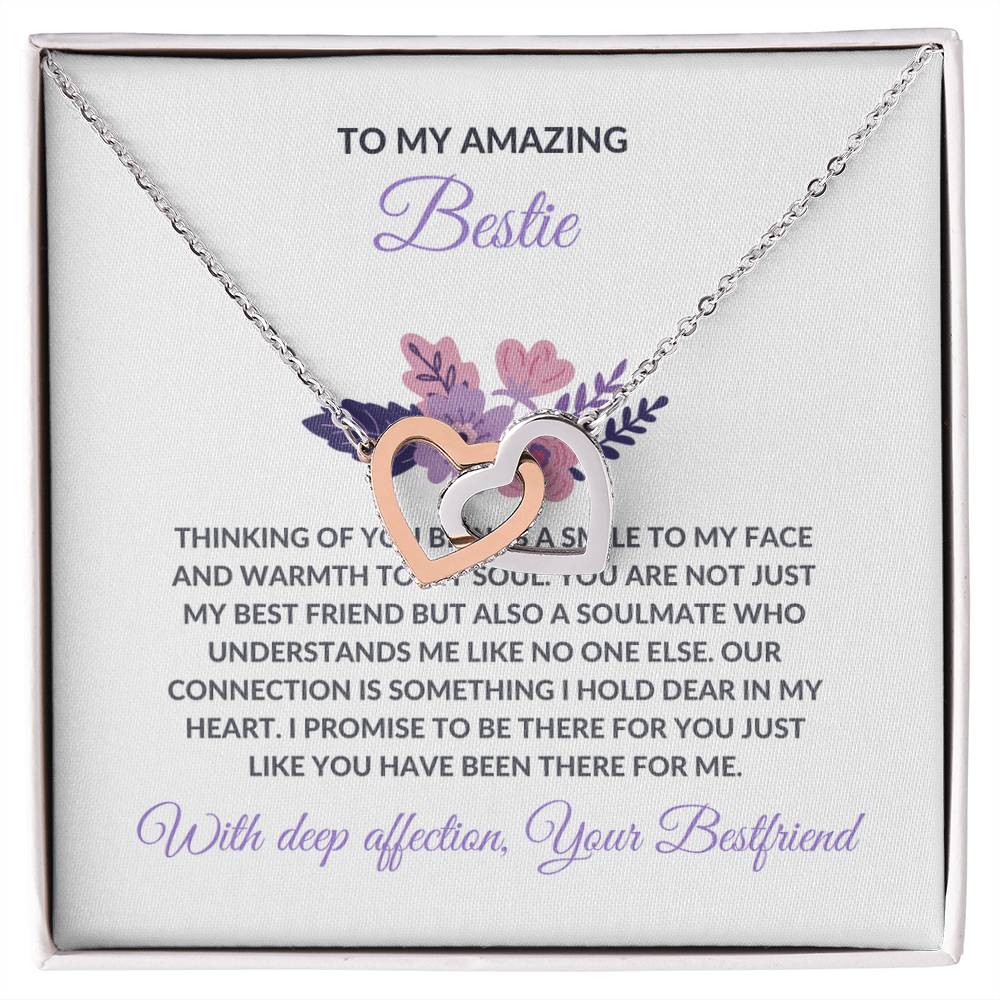 Friendship Necklace | To My Amazing Best Friend - Interlocking Hearts Necklace
