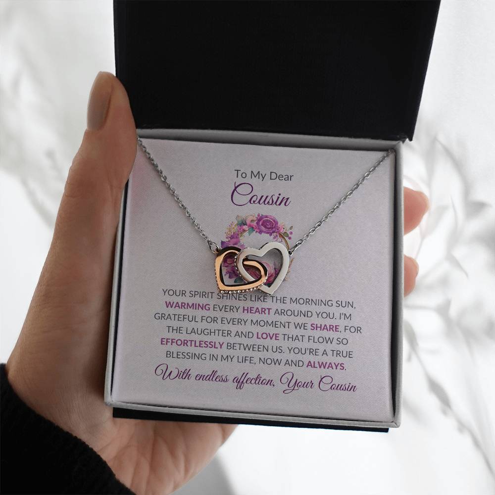 Cousin Necklace | To My Dear Cousin - Interlocking Hearts Necklace | Cousin Friendship Necklace