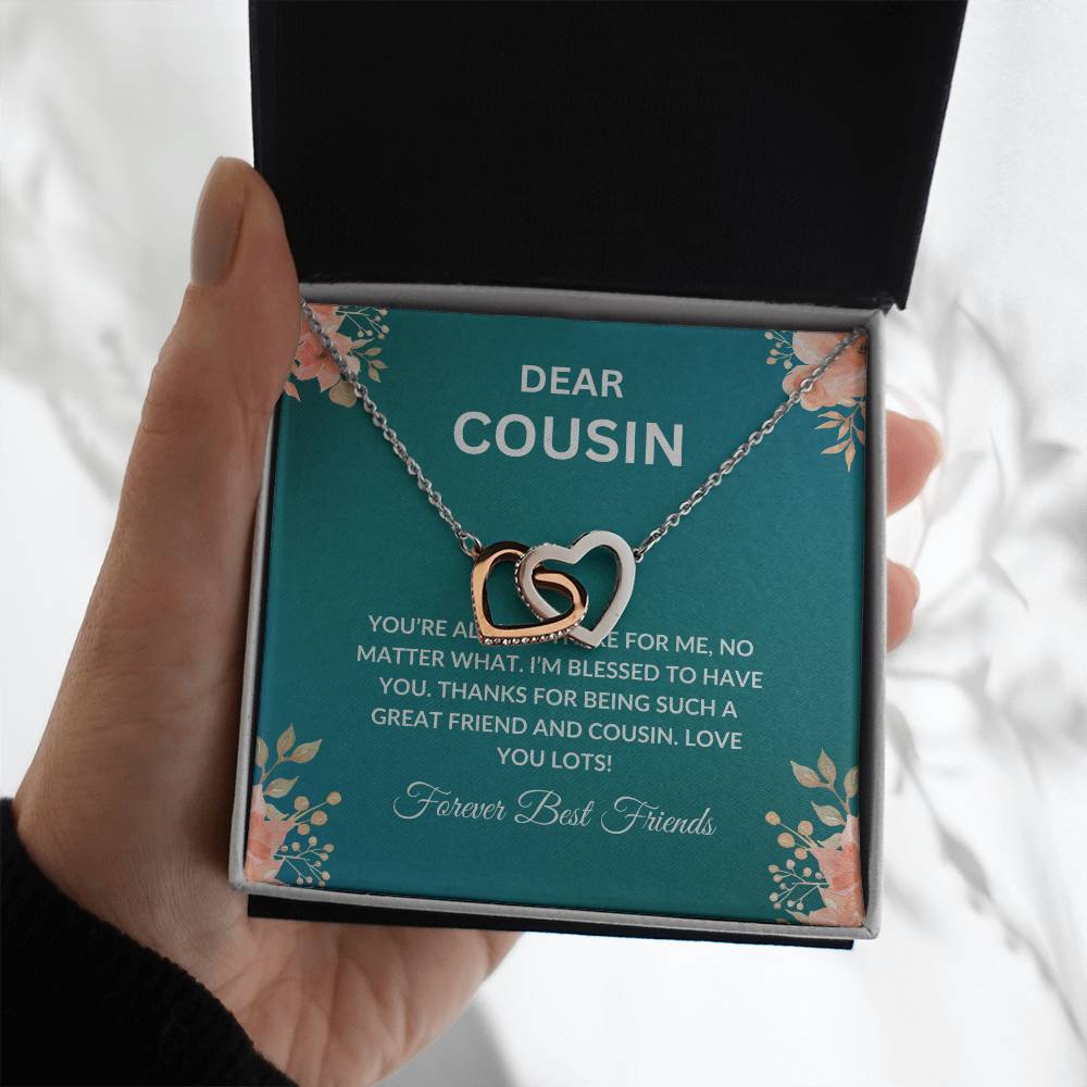 Cousin Necklace | To My Cousin My Forever Best Friend - Interlocking Hearts Necklace | Cousin Friendship Necklace