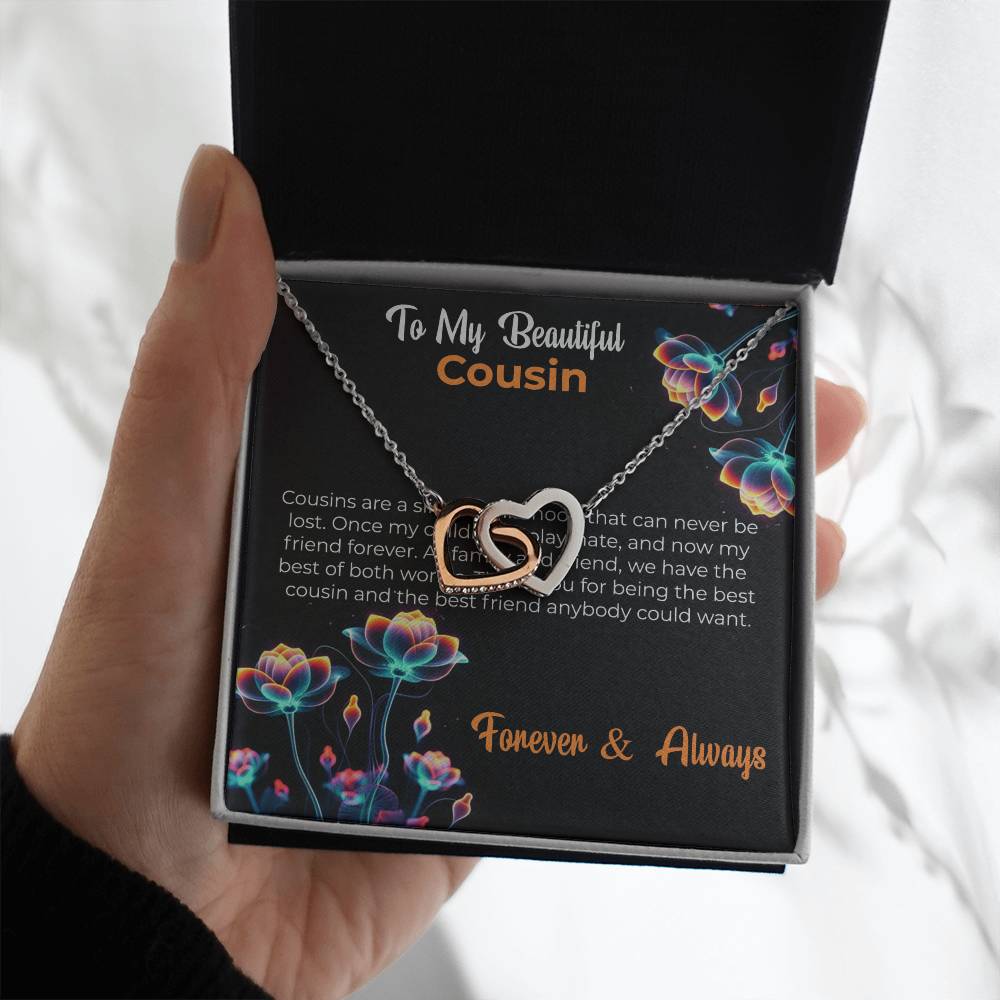 Cousin Necklace | To My Beautiful Cousin - Interlocking Hearts Necklace | Cousin Friendship Necklace