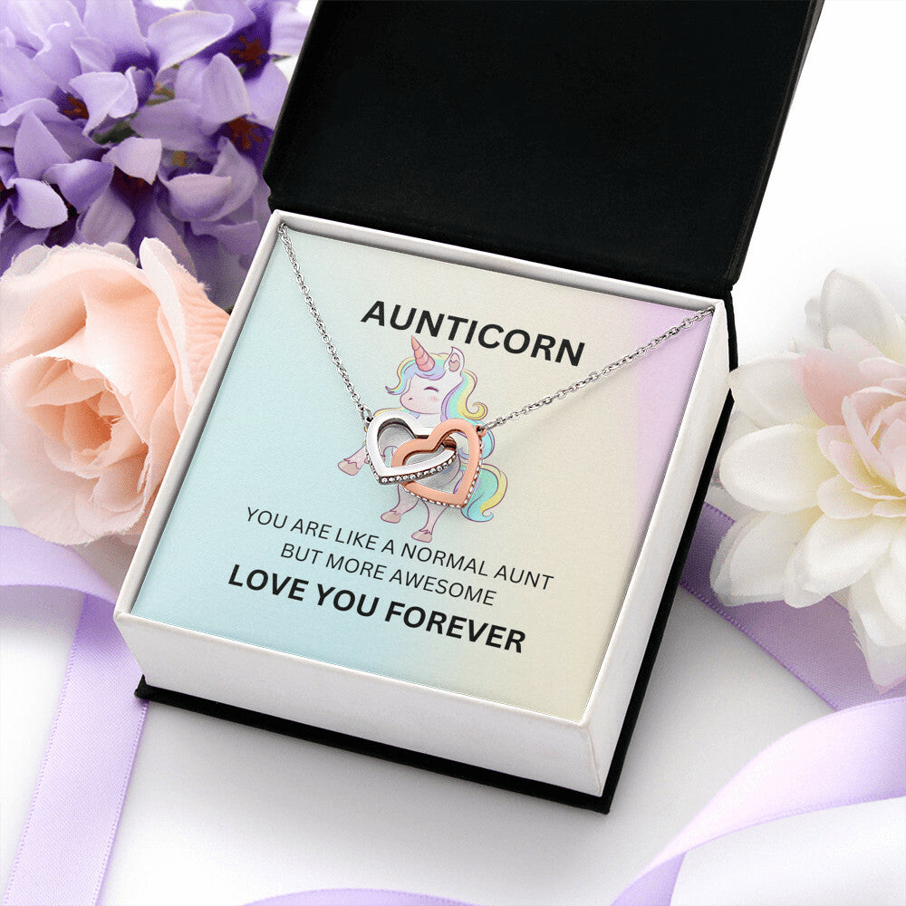 To My Aunticorn – Unique Hearts Necklace | Fun Message Card for Aunt for Expressing Love and Gratitude - SOUVMOUR