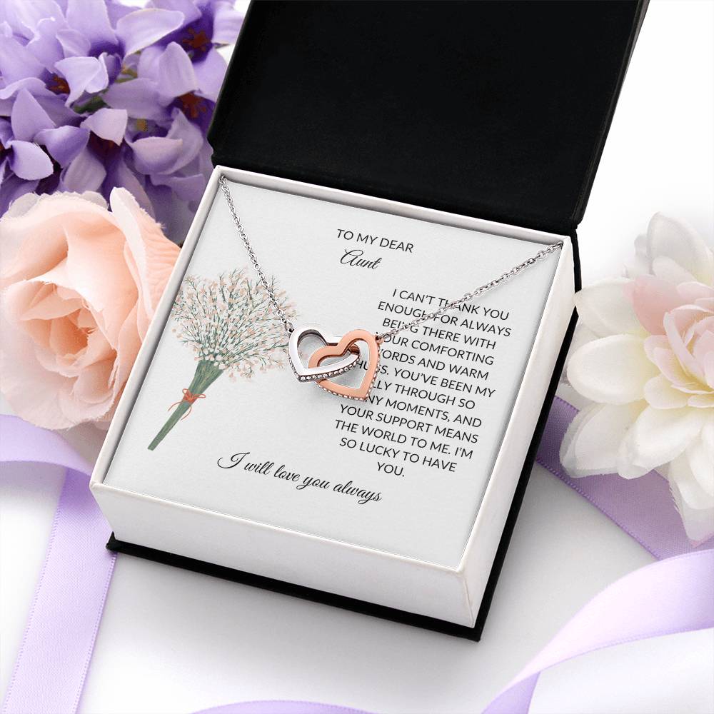 To My Special Aunt Necklace – Lovely Hearts Necklace | Thoughtful Message Card for Expressing Love and Gratitude in Yellow & White Gold - SOUVMOUR