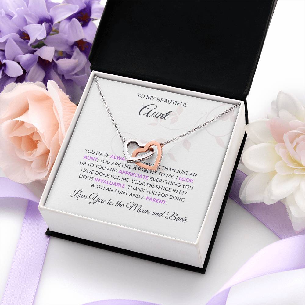 To My Beautiful Aunt Necklace – Elegant Hearts Jewelry | Message Card for Expressing Love and Gratitude - SOUVMOUR