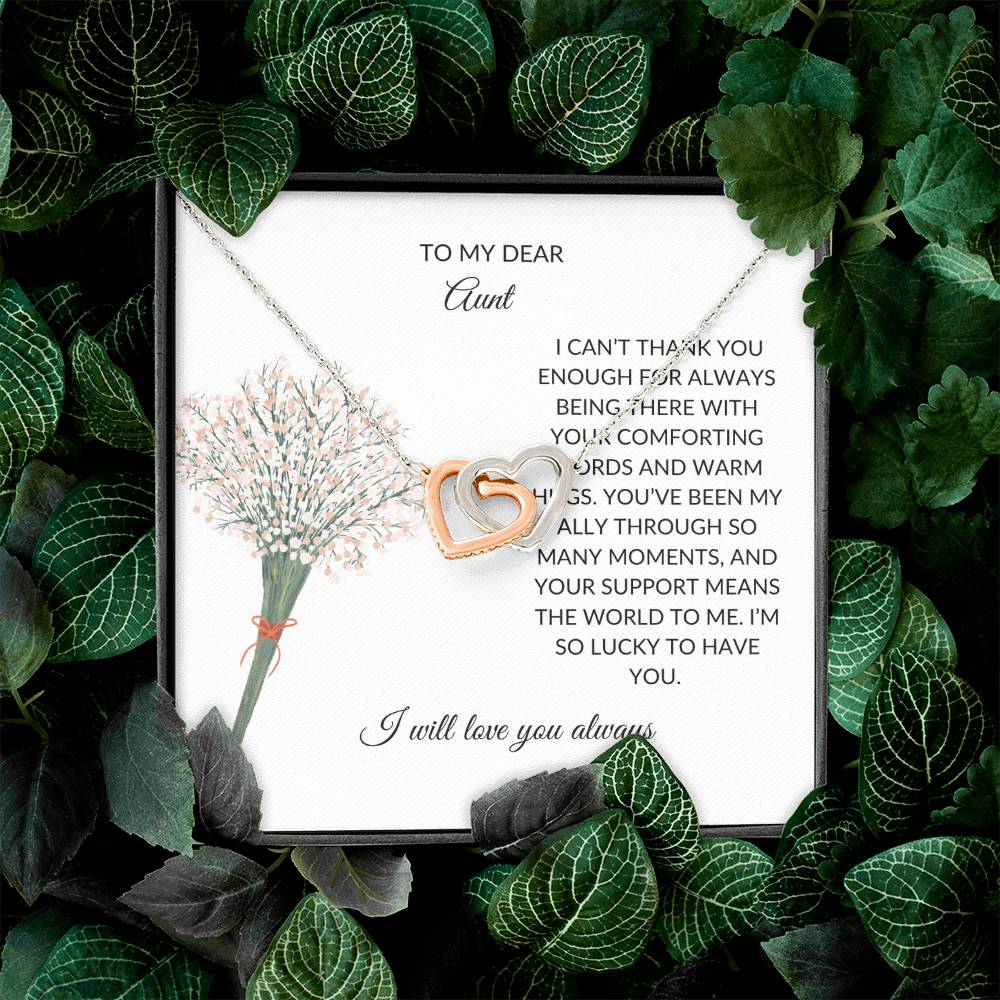 To My Special Aunt Necklace – Lovely Hearts Necklace | Thoughtful Message Card for Expressing Love and Gratitude in Yellow & White Gold - SOUVMOUR