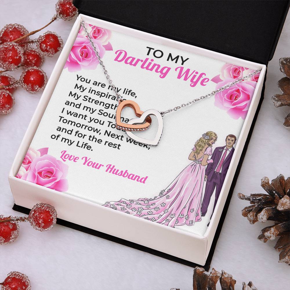 To My Darling Wife, My Life - Heart-Shaped Necklace Gift for Her