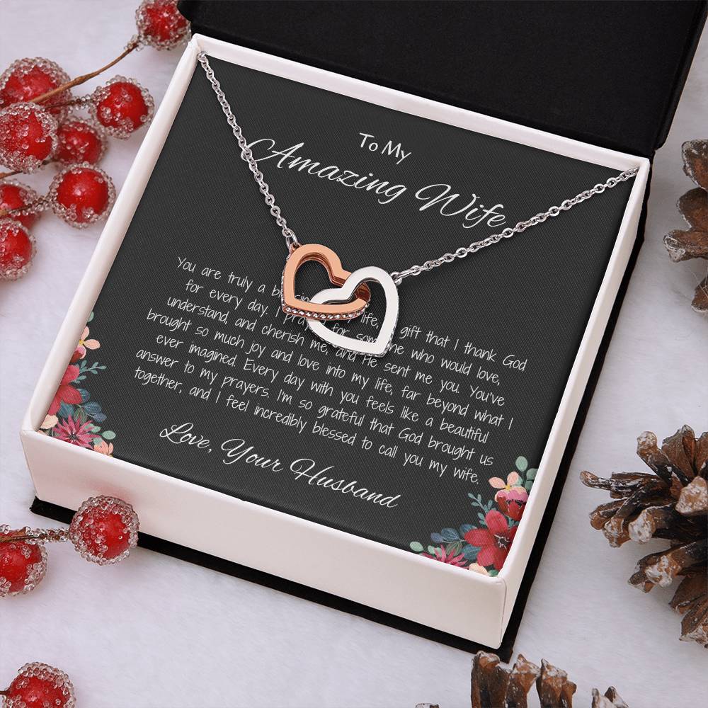 To My Amazing Wife - Heart-Shaped Necklace Romantic Gift for Wife