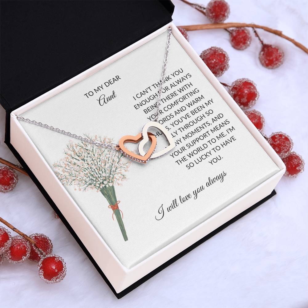 To My Special Aunt Necklace – Lovely Hearts Necklace | Thoughtful Message Card for Expressing Love and Gratitude in Yellow & White Gold - SOUVMOUR