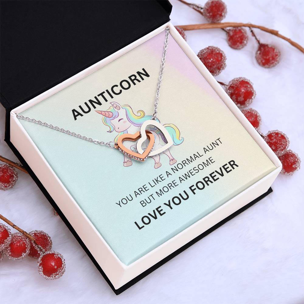 To My Aunticorn – Unique Hearts Necklace | Fun Message Card for Aunt for Expressing Love and Gratitude - SOUVMOUR