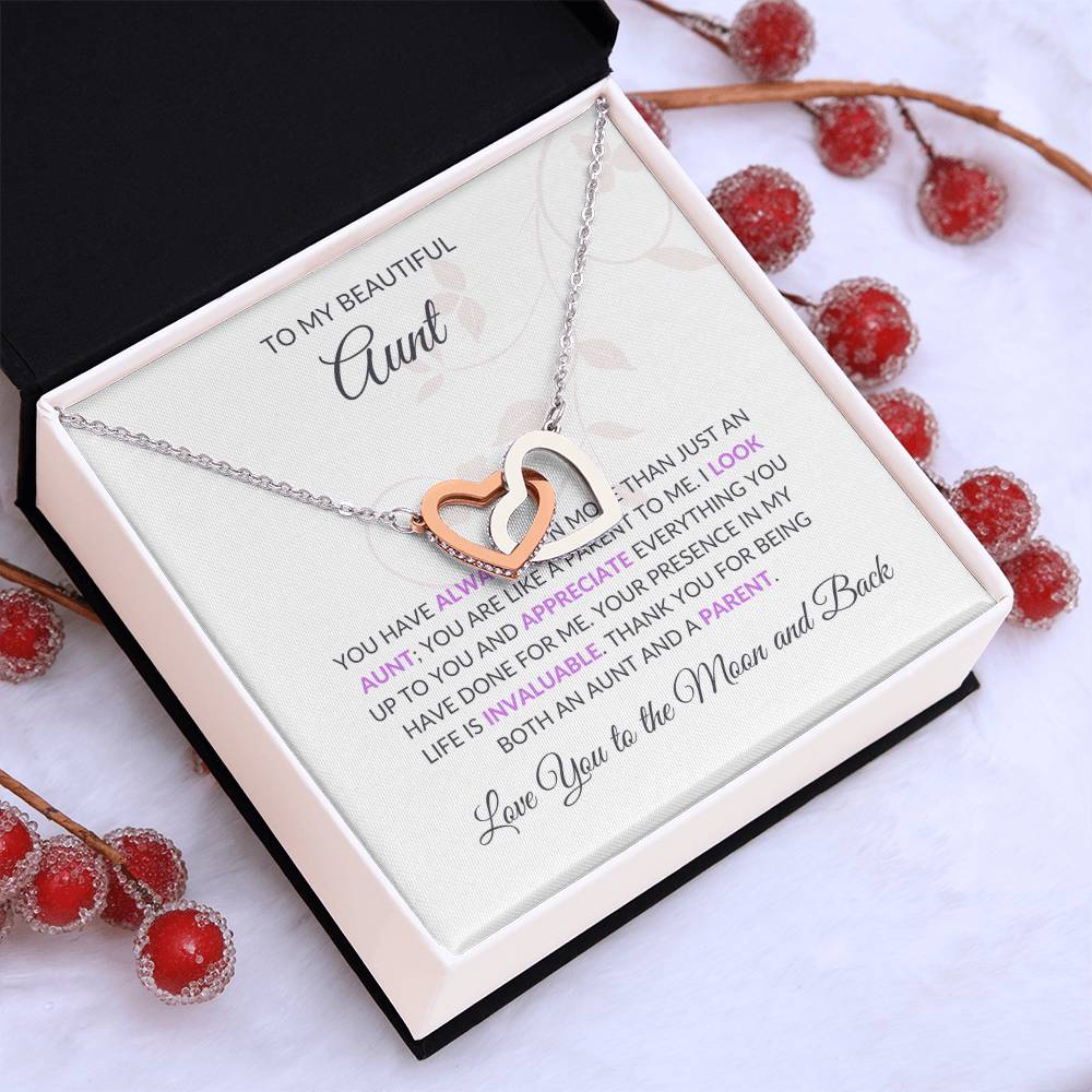 To My Beautiful Aunt Necklace – Elegant Hearts Jewelry | Message Card for Expressing Love and Gratitude - SOUVMOUR