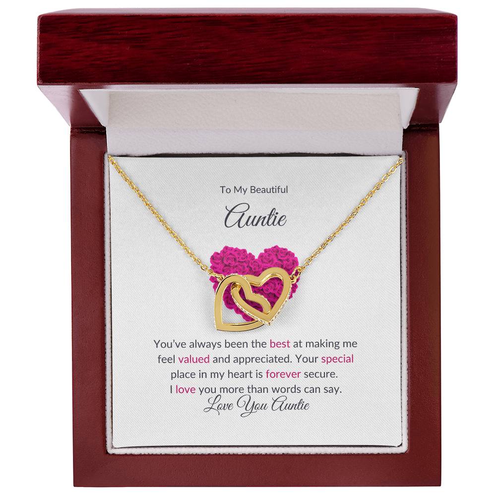 To My Aunt Necklace – Beautiful Hearts Necklace | Message Card for Aunt for Expressing Love and Gratitude in Yellow & White Gold - SOUVMOUR