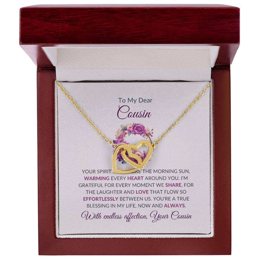 Cousin Necklace | To My Dear Cousin - Interlocking Hearts Necklace | Cousin Friendship Necklace