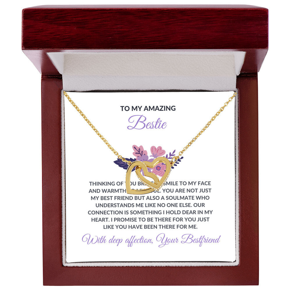 Friendship Necklace | To My Amazing Best Friend - Interlocking Hearts Necklace