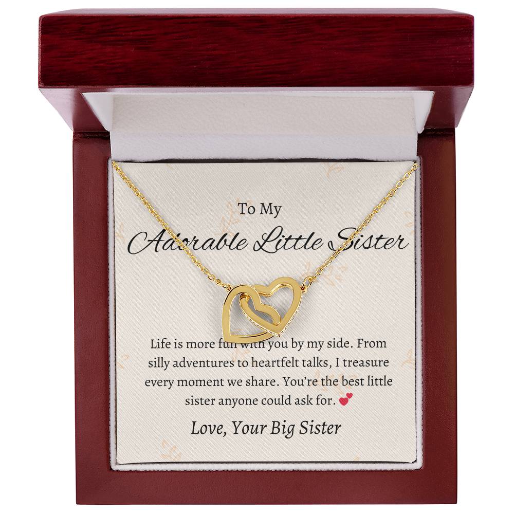 To My Sweet Little Sister – Interlocking Hearts Necklace | A Heartfelt Token of Love