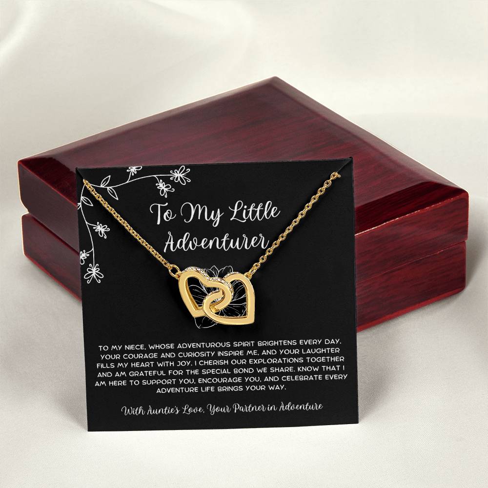 To My Little Adventurer - From Aunt to Niece Interlocking Hearts Necklace - SOUVMOUR