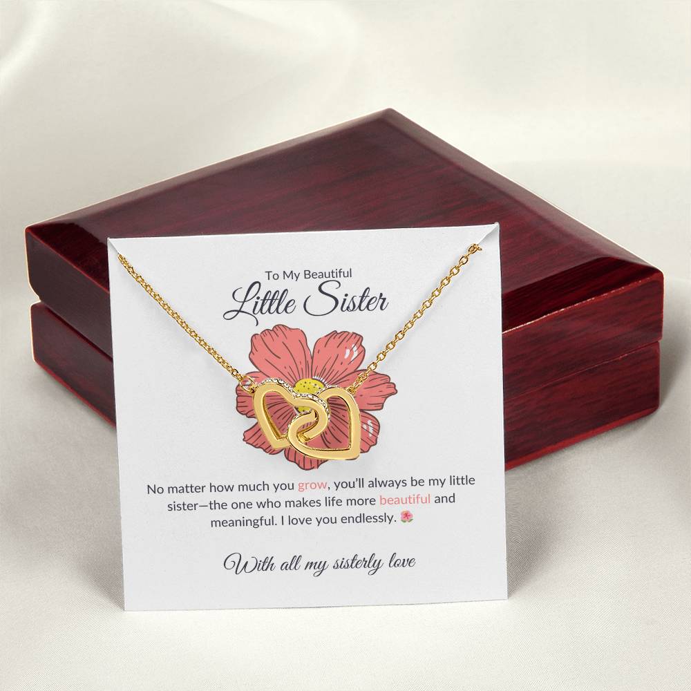 For My Precious Little Sister – Interlocking Hearts Necklace | A Heartwarming Keepsake