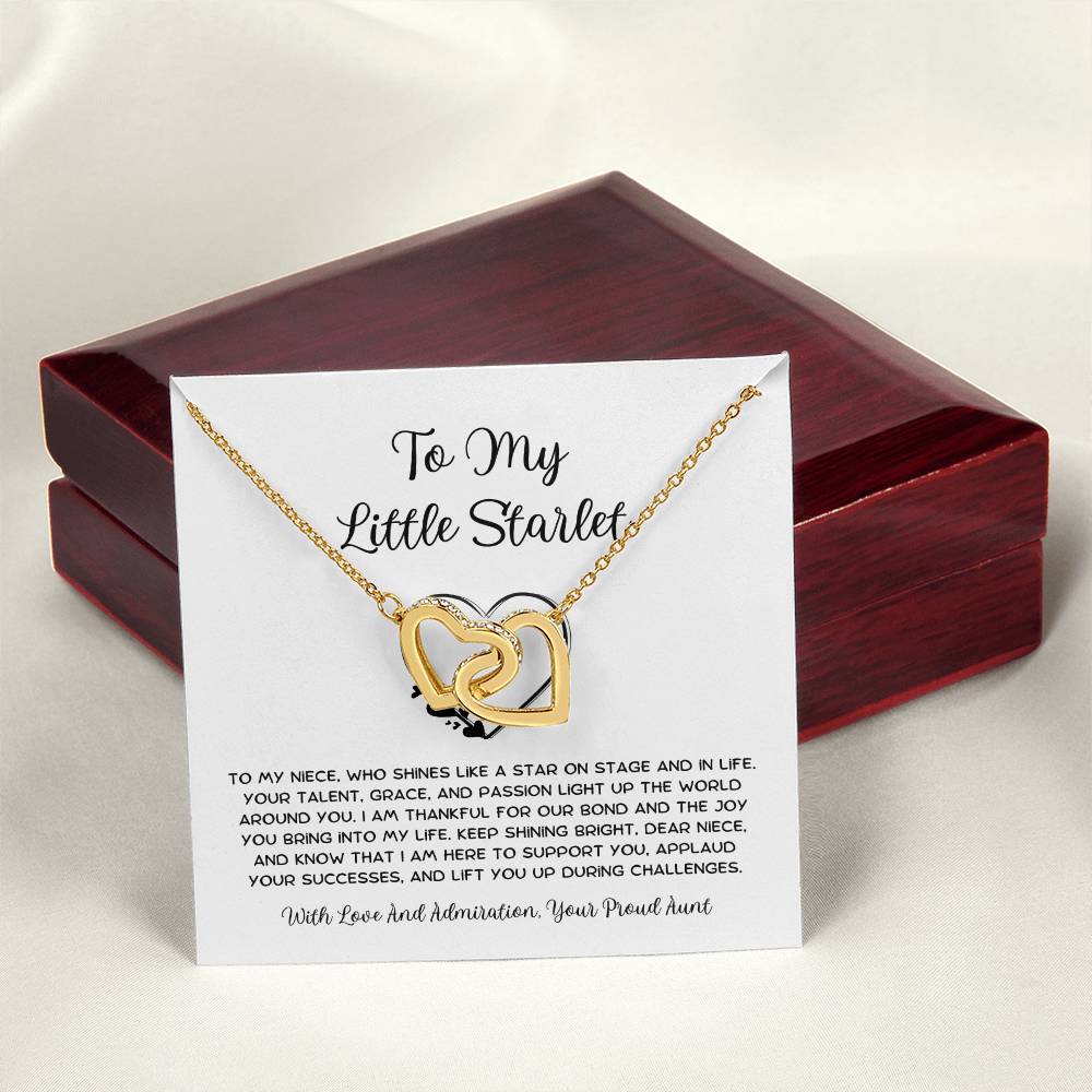 To My Little Starlet - From Aunt to Niece Interlocking Hearts Necklace - SOUVMOUR