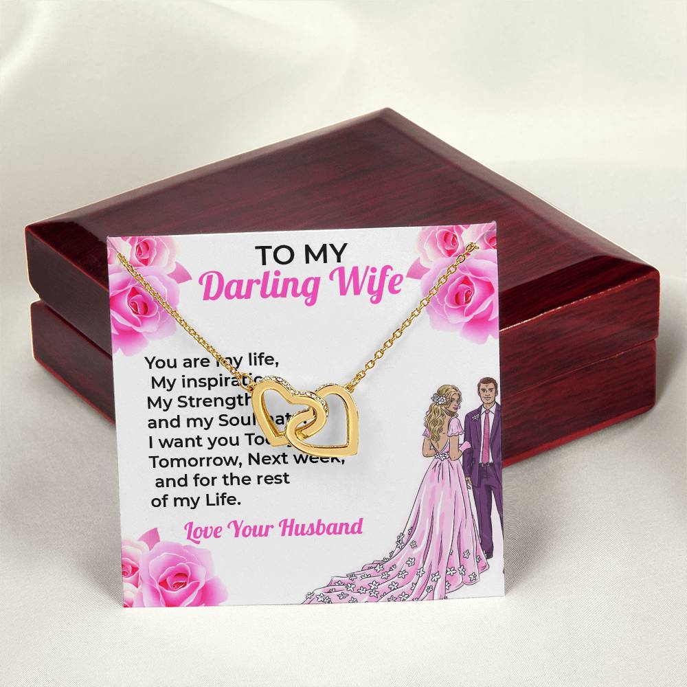 To My Darling Wife, My Life - Heart-Shaped Necklace Gift for Her