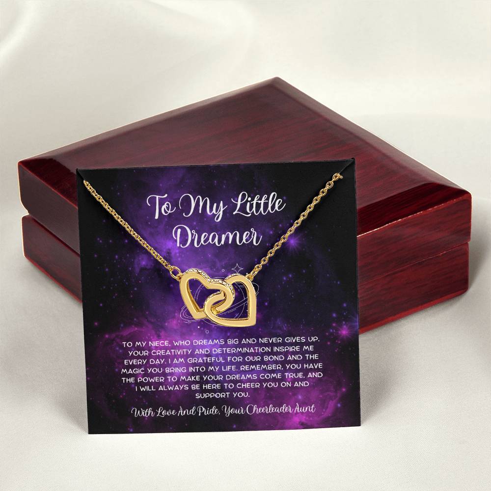 To My Little Dreamer - From Aunt to Niece Interlocking Hearts Necklace - SOUVMOUR