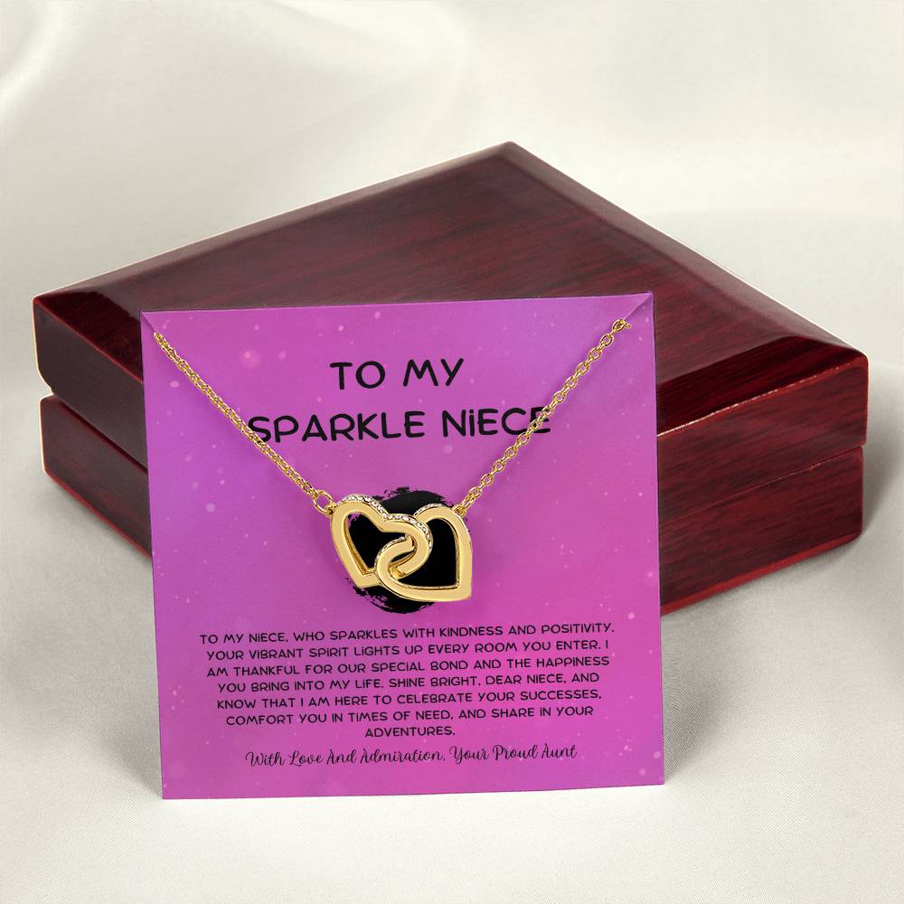 To My Sparkle Niece - From Aunt to Niece Interlocking Hearts Necklace - SOUVMOUR