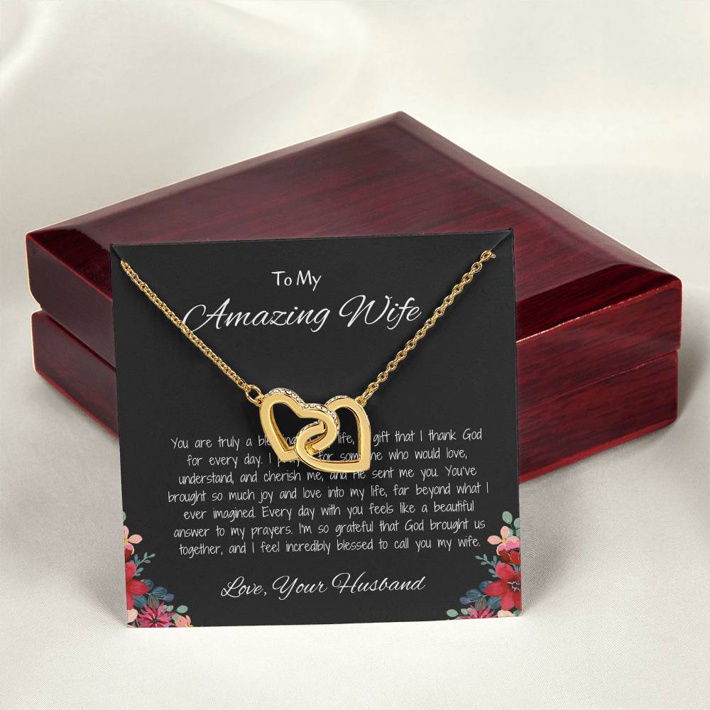 To My Amazing Wife - Heart-Shaped Necklace Romantic Gift for Wife