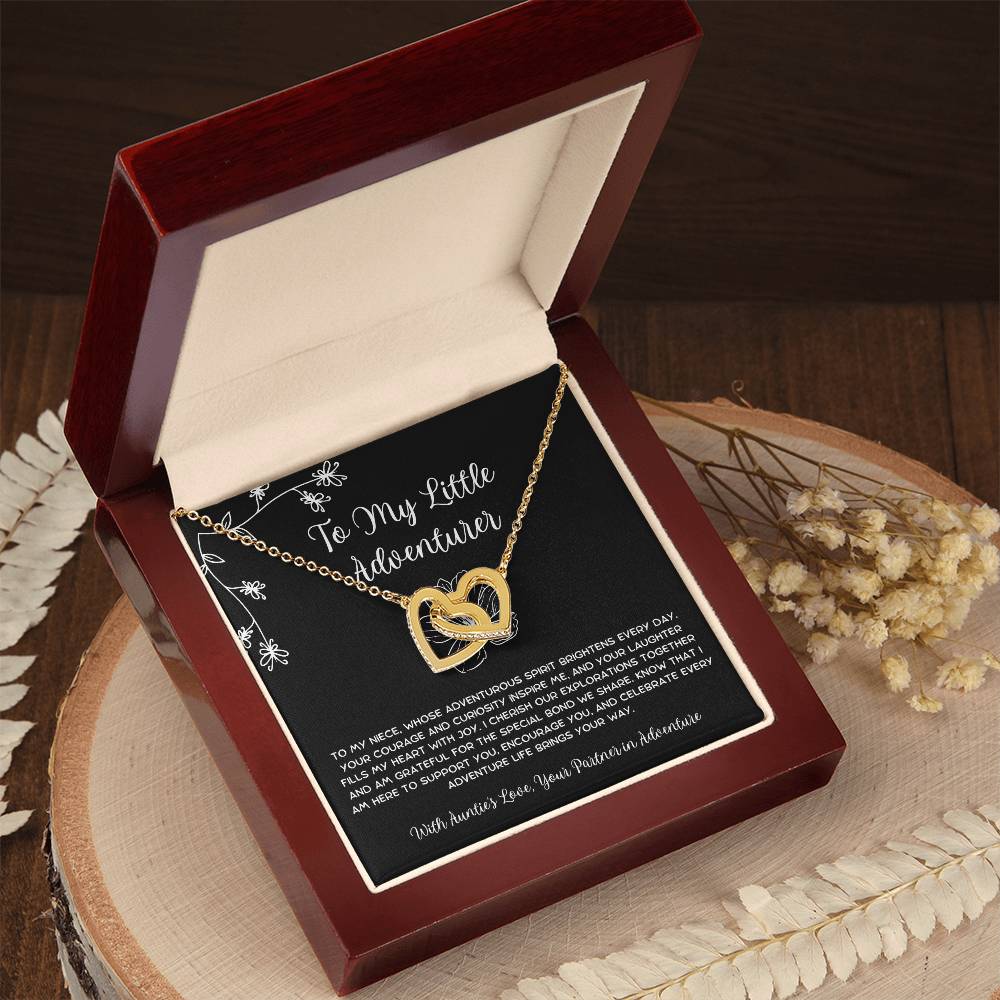 To My Little Adventurer - From Aunt to Niece Interlocking Hearts Necklace - SOUVMOUR