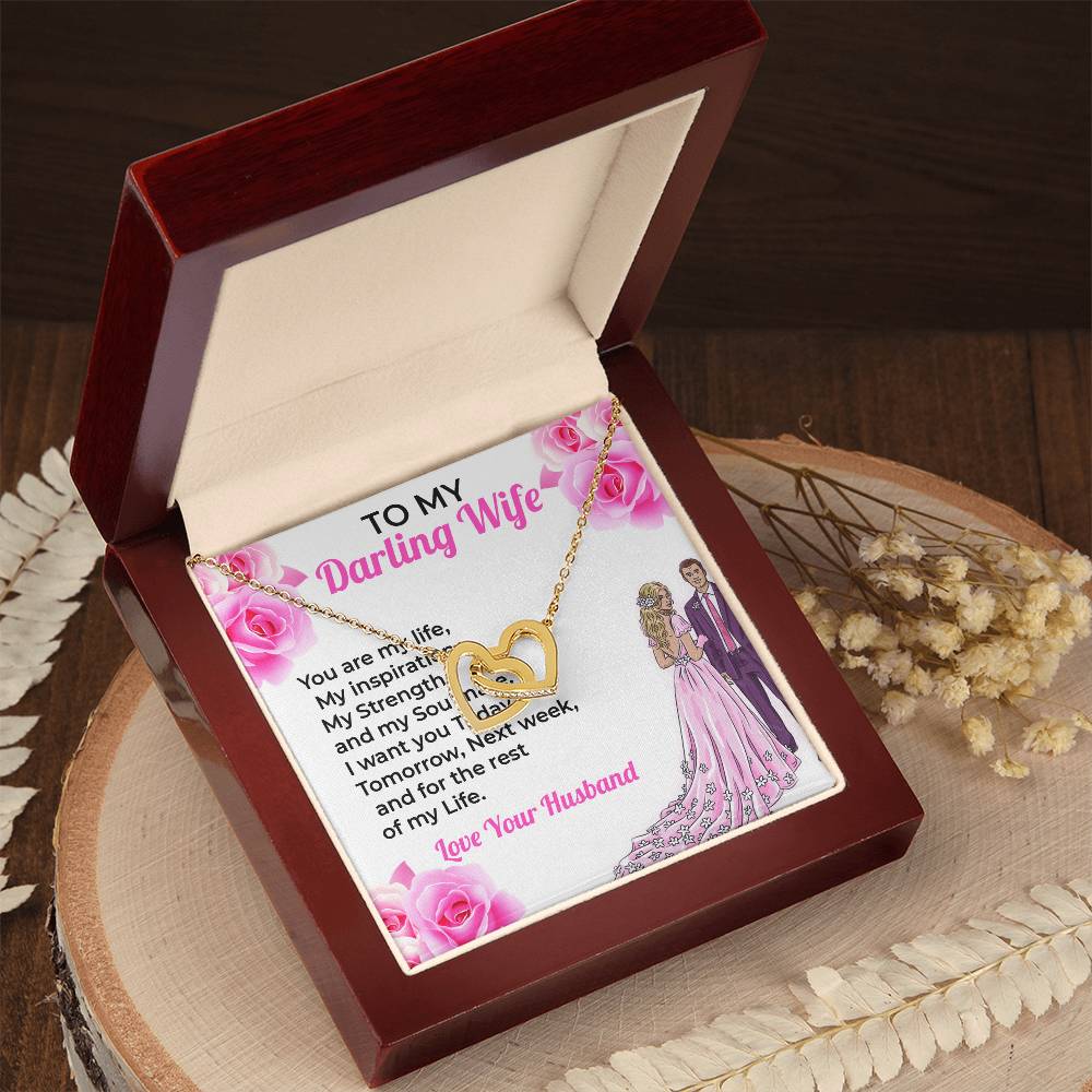 To My Darling Wife, My Life - Heart-Shaped Necklace Gift for Her