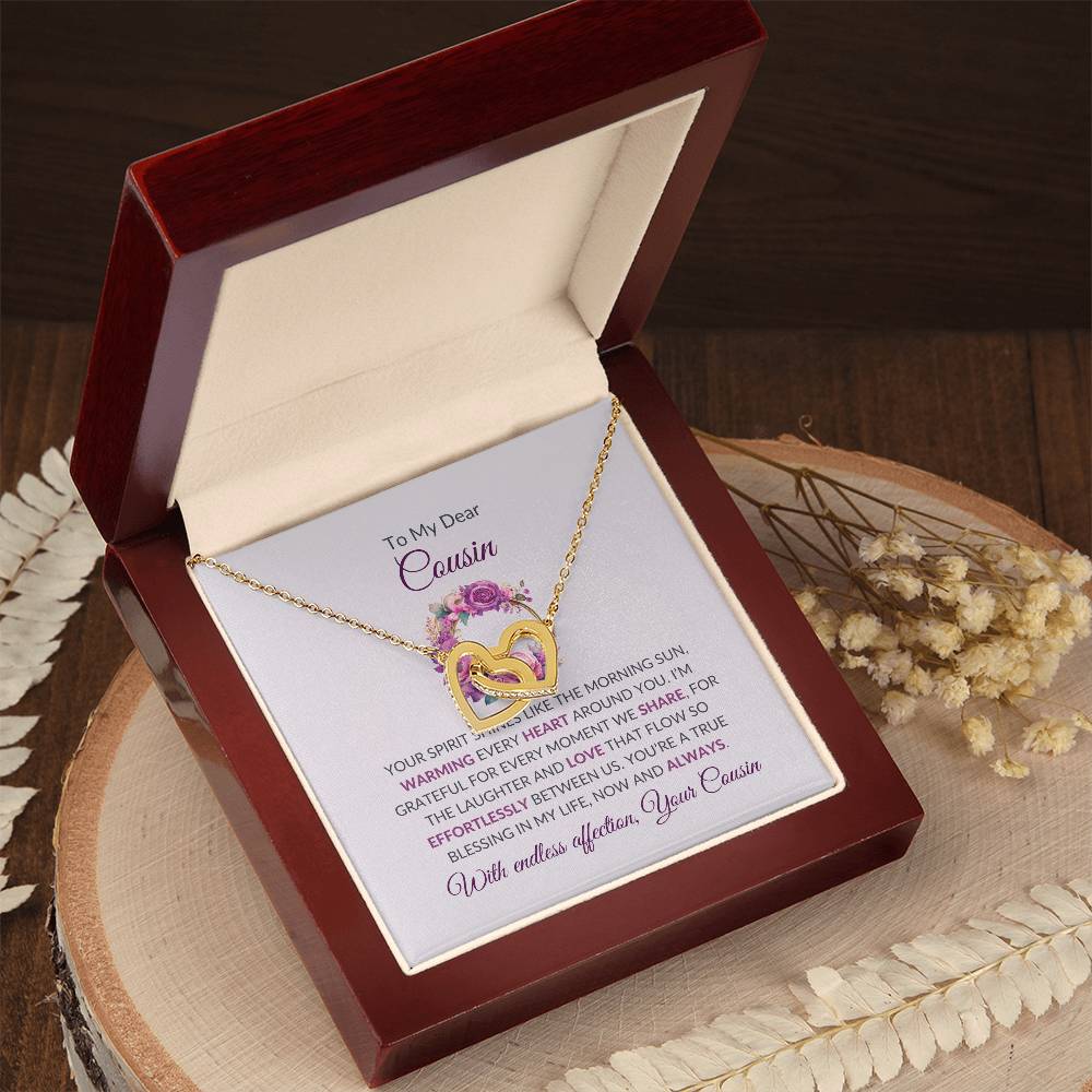 Cousin Necklace | To My Dear Cousin - Interlocking Hearts Necklace | Cousin Friendship Necklace