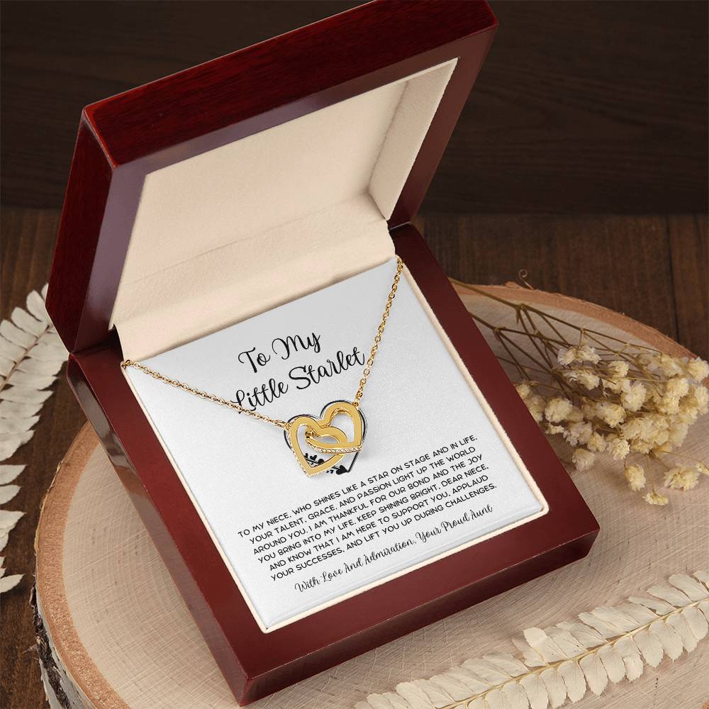 To My Little Starlet - From Aunt to Niece Interlocking Hearts Necklace - SOUVMOUR