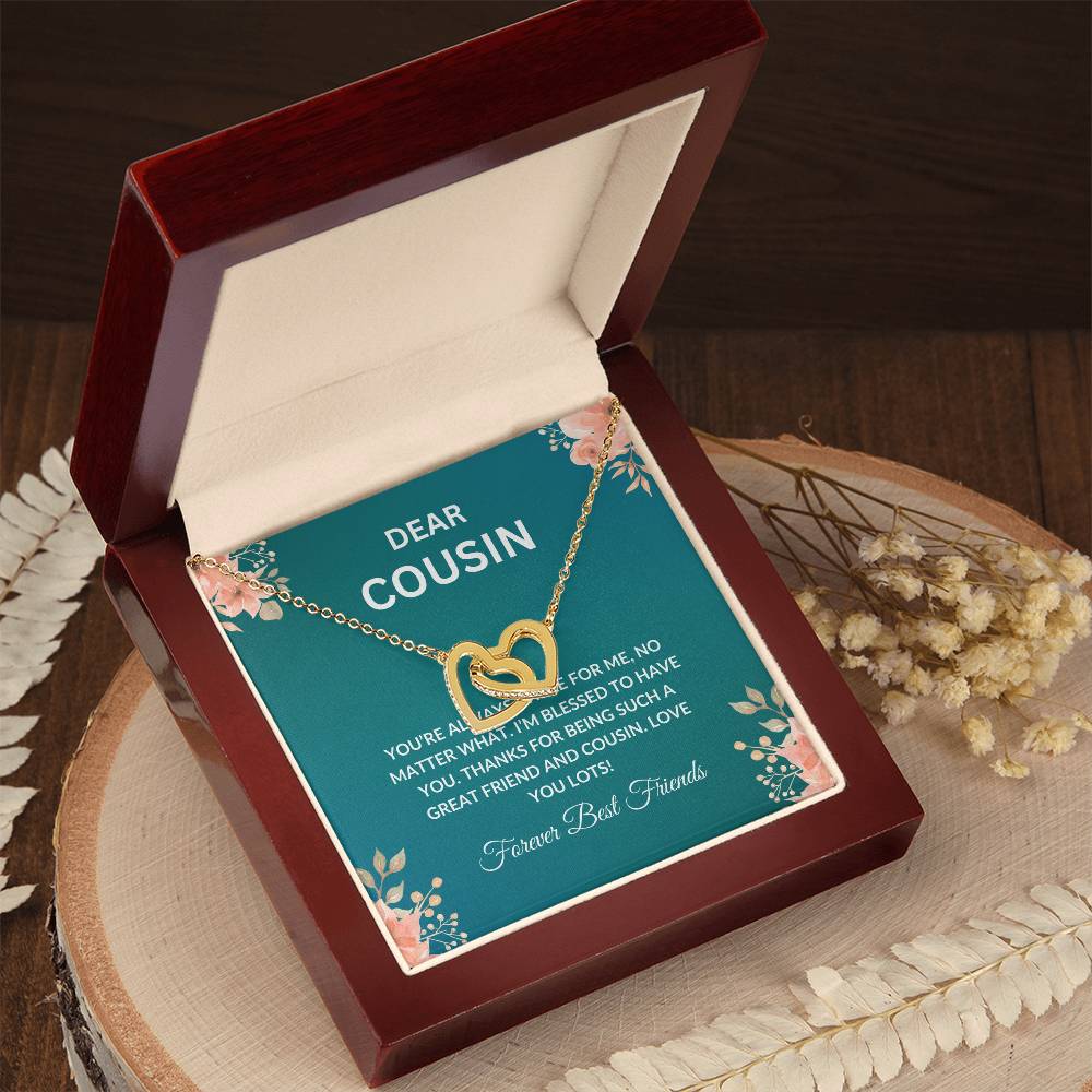 Cousin Necklace | To My Cousin My Forever Best Friend - Interlocking Hearts Necklace | Cousin Friendship Necklace