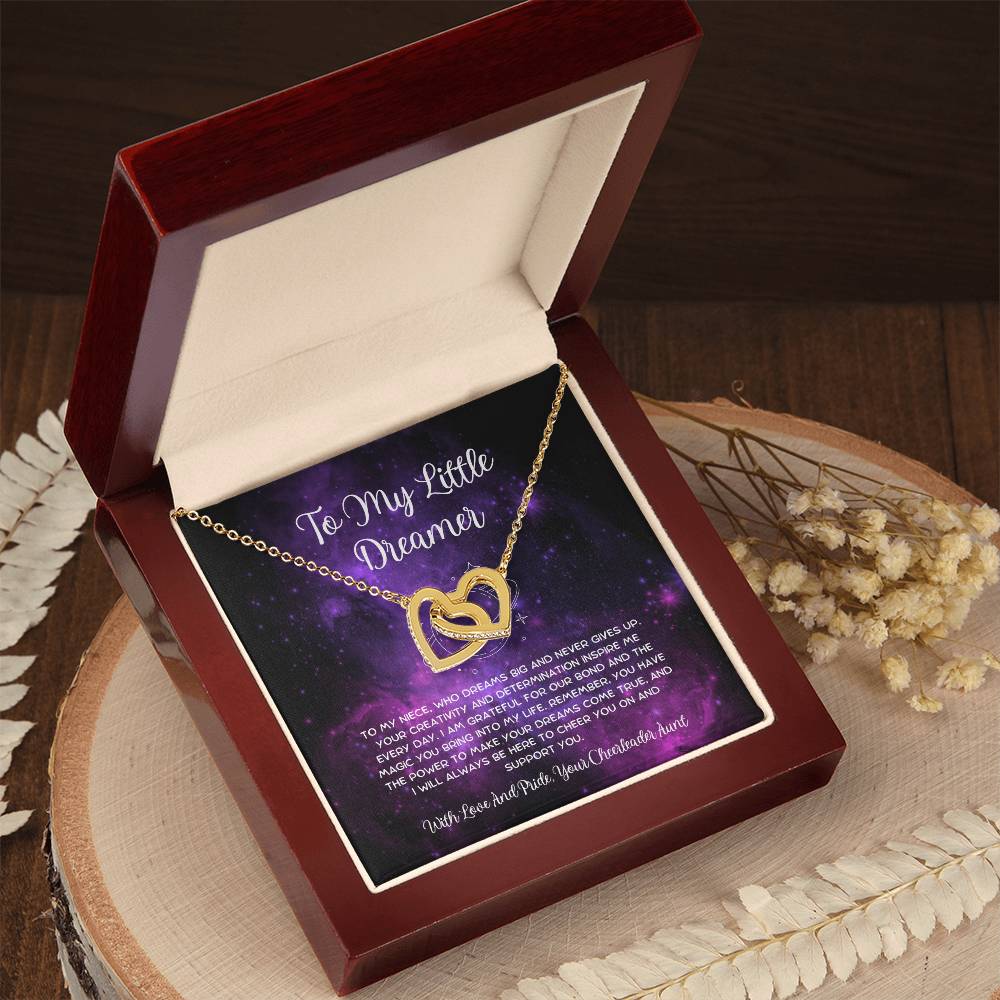 To My Little Dreamer - From Aunt to Niece Interlocking Hearts Necklace - SOUVMOUR