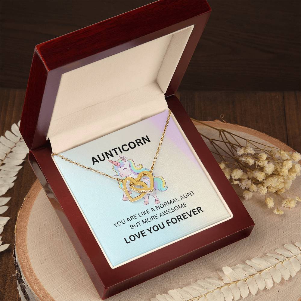 To My Aunticorn – Unique Hearts Necklace | Fun Message Card for Aunt for Expressing Love and Gratitude - SOUVMOUR