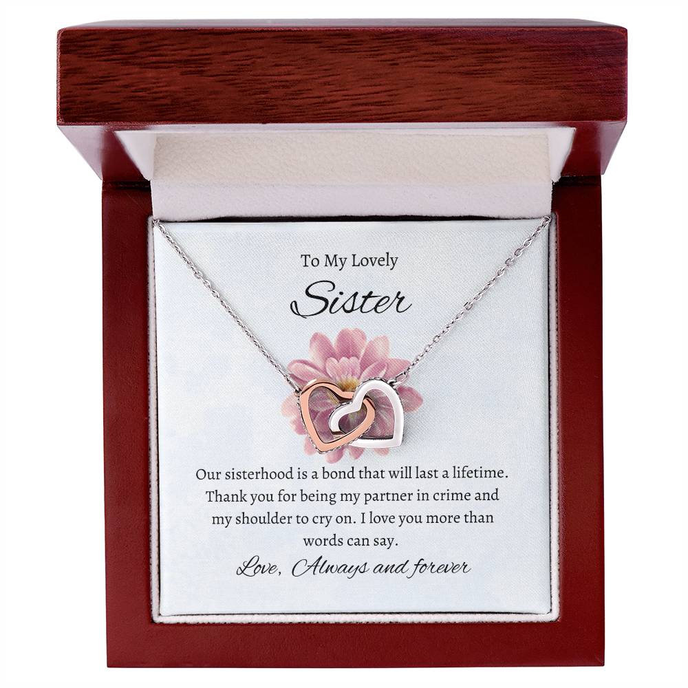 For My Sweet Sister – Interlocking Hearts Necklace | A Symbol of Our Unbreakable Bond