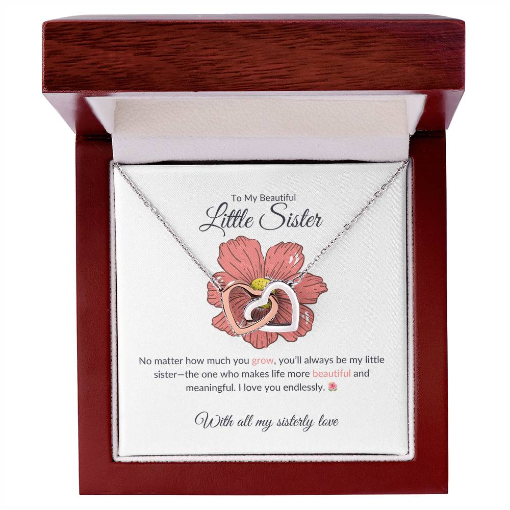 For My Precious Little Sister – Interlocking Hearts Necklace | A Heartwarming Keepsake