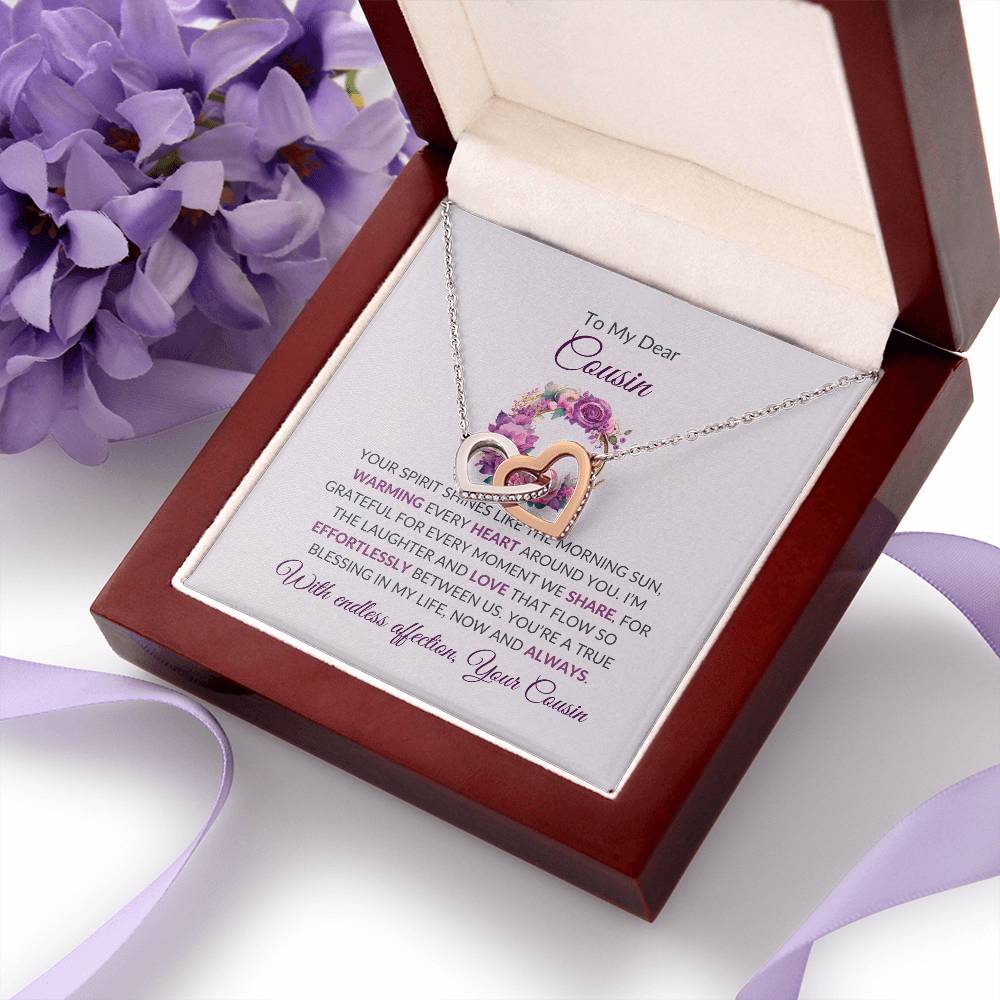 Cousin Necklace | To My Dear Cousin - Interlocking Hearts Necklace | Cousin Friendship Necklace