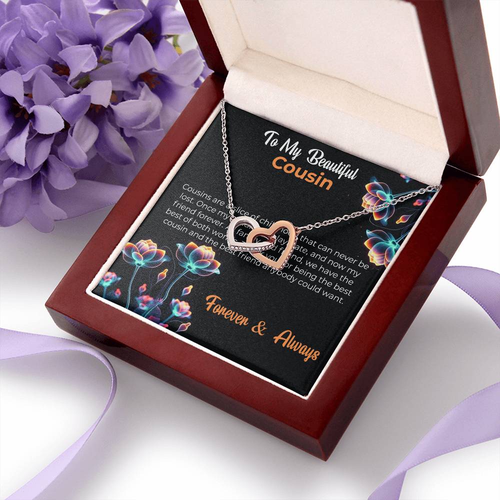 Cousin Necklace | To My Beautiful Cousin - Interlocking Hearts Necklace | Cousin Friendship Necklace