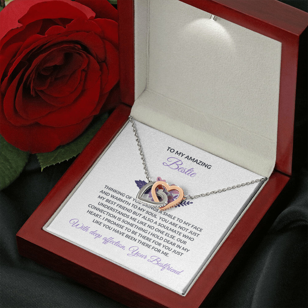 Friendship Necklace | To My Amazing Best Friend - Interlocking Hearts Necklace