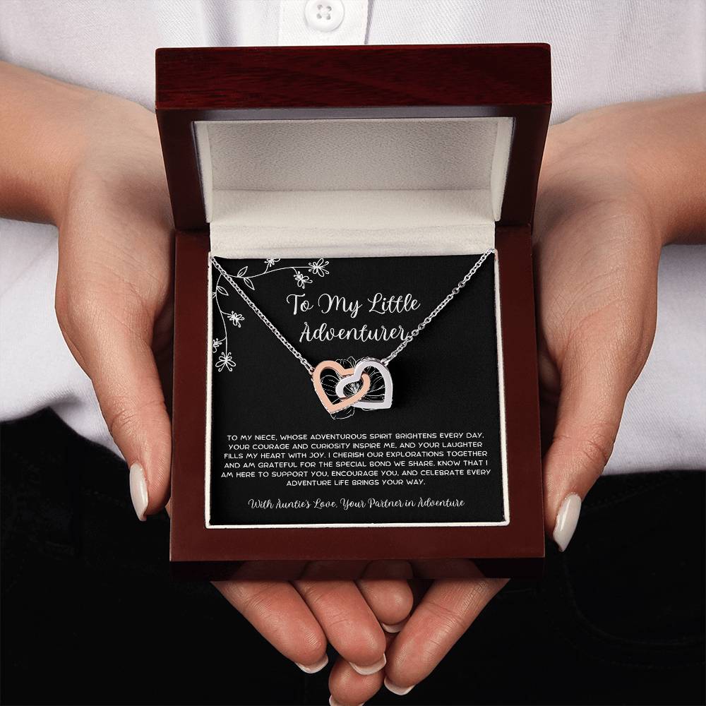 To My Little Adventurer - From Aunt to Niece Interlocking Hearts Necklace - SOUVMOUR