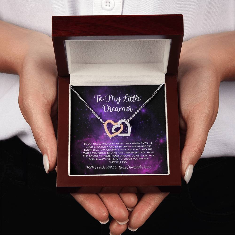 To My Little Dreamer - From Aunt to Niece Interlocking Hearts Necklace - SOUVMOUR