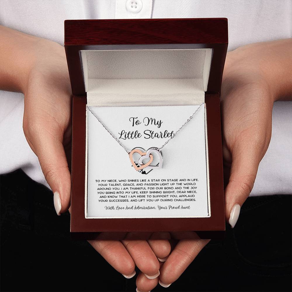 To My Little Starlet - From Aunt to Niece Interlocking Hearts Necklace - SOUVMOUR