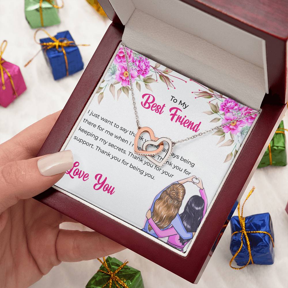 Friendship Necklace | To My Lifetime Best Friend - Interlocking Hearts Necklace | Gift for Best Friend